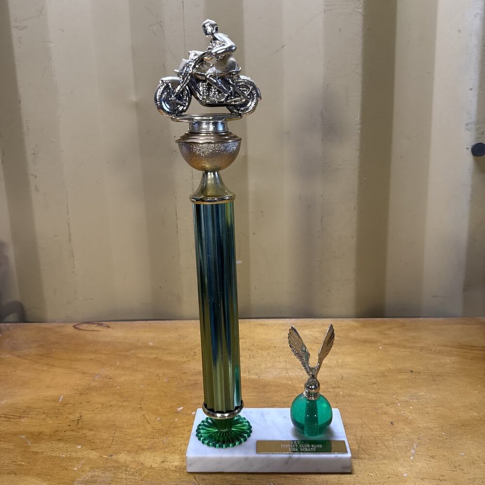 Vintage 1969 Motorcycle Trophy 18.5” Marble Base